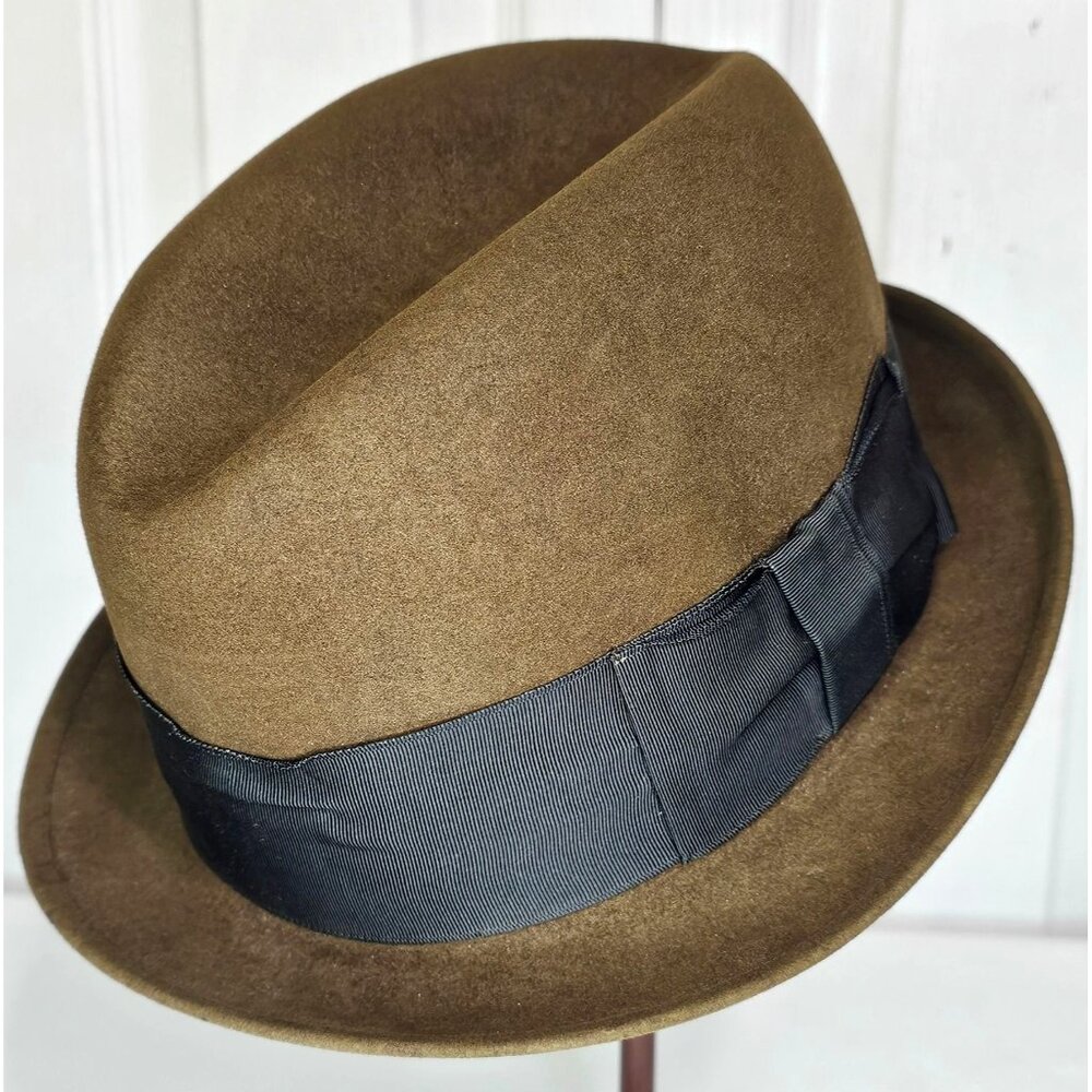 Vintage Lee Fur Felt Fedora Hat Brown Gentleman Snap Brim Union Made Size 7 Oval